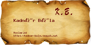 Kadnár Béla névjegykártya