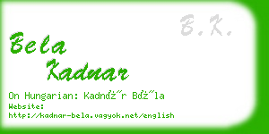 bela kadnar business card